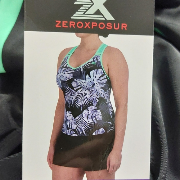 ZeroXposur Womens 2 PC SET UPF 30+ Tankini Swimsuit NWT - Picture 2 of 5